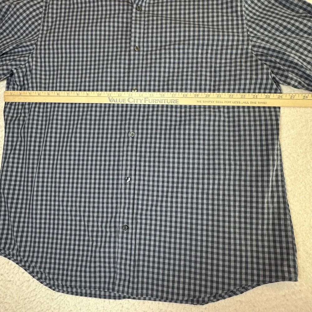 Banana Republic Soft Wash Slim Fit Shirt Mens XXL Grey Navy Gingham Check Cotton